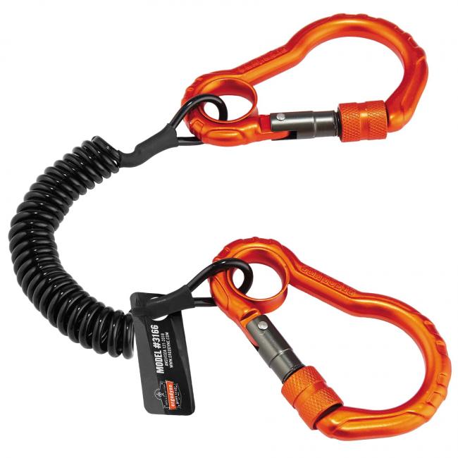 Squids® 3166 Coil Tool Lanyard with Dual Carabiners